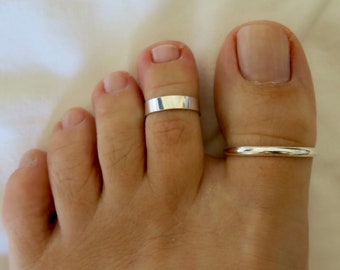 Toe Rings Set, Big Toe Ring with Wide Ring, Silver 925