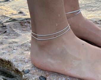 Anklet, Double wrap, Sterling Silver 925