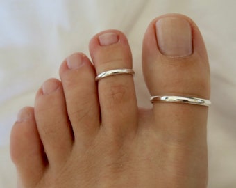 Toe Rings Set, Sterling Silver 925