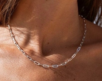 Silver Link Chain Necklace, Sterling Silver 925