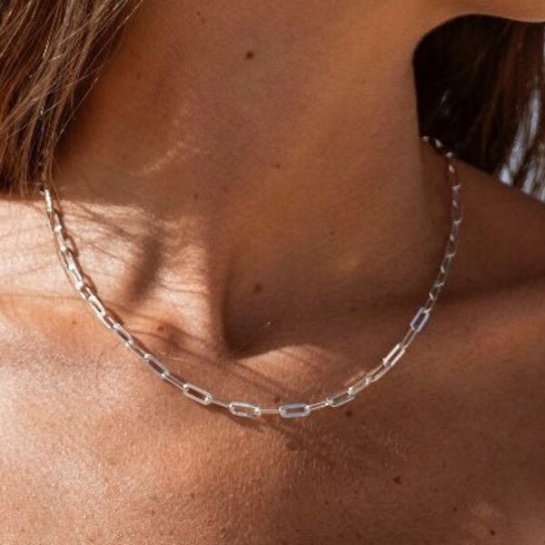 Collier chaîne à maillons en argent, argent sterling 925