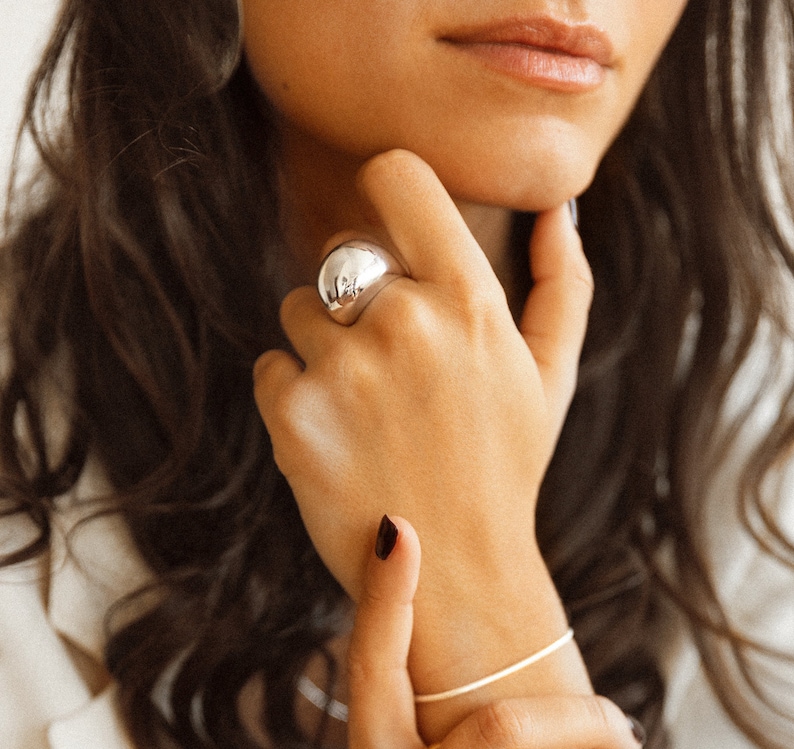 Chunky Silver Ring Sterling Silver Large Ring Big Ring - Etsy