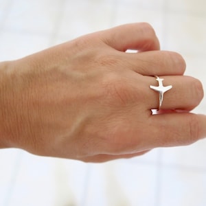 Airplane Ring, Sterling Silver 925, Aviation jewelry