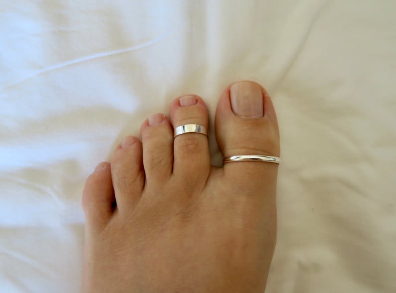 Toe Rings Set, Big Toe Ring with Wide Ring, Silver 925 image 6