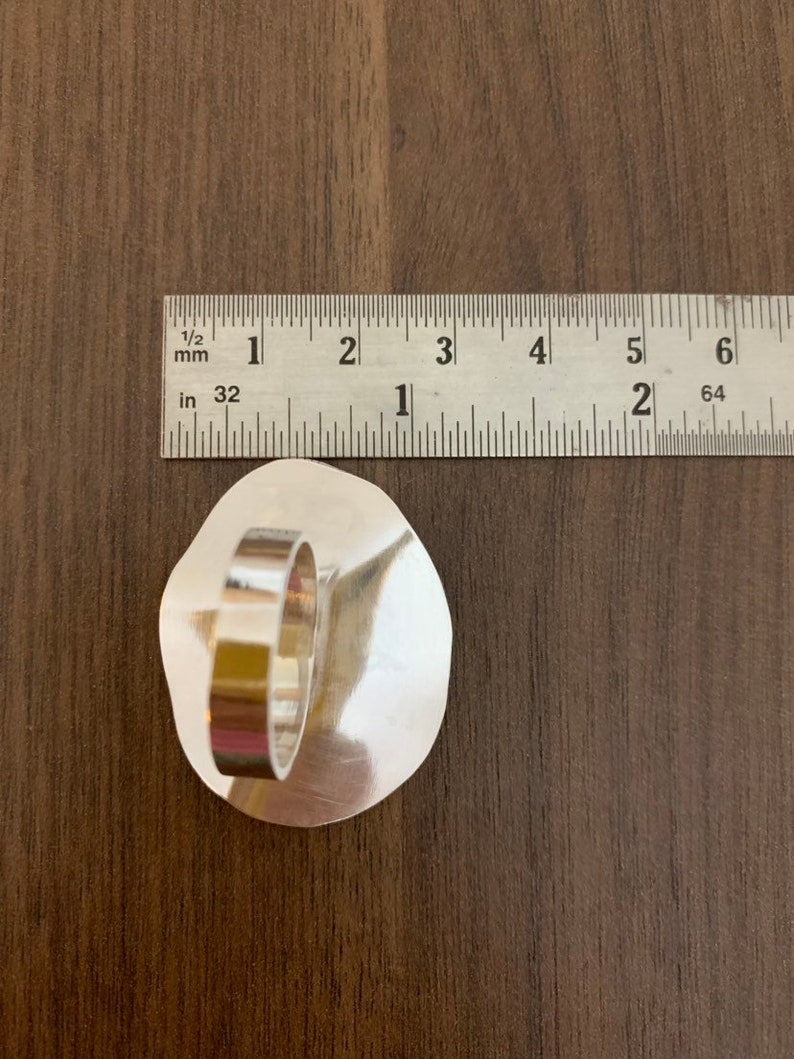 Large Disc ring Sterling silver 925 Etsy