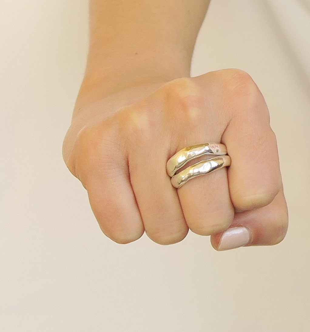 Double Band Chunky Ring Sterling Silver 925 for Men and Women