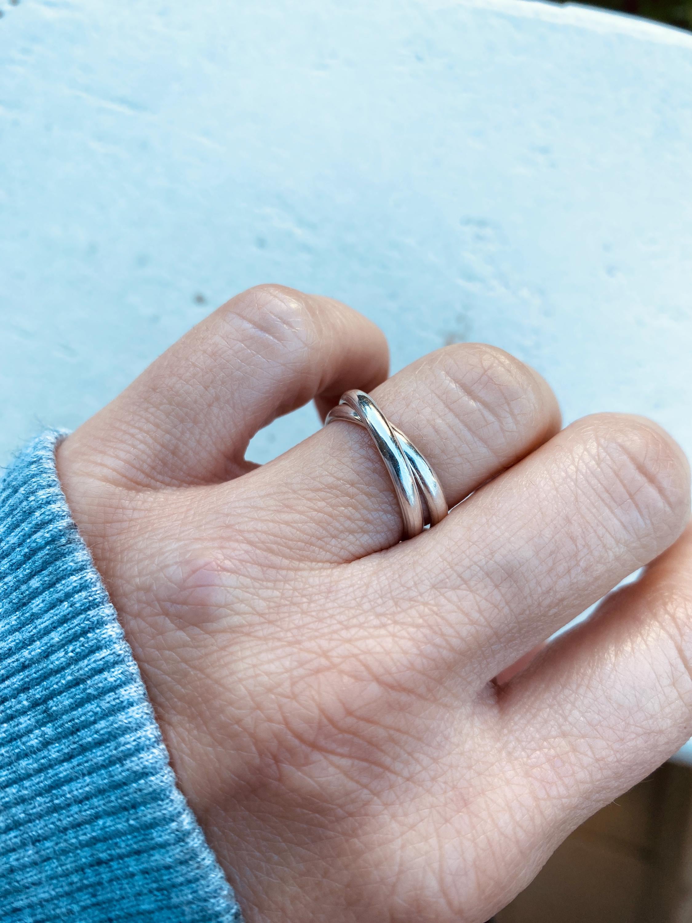 Double Interlocked Ring, Sterling Silver 925 - Etsy