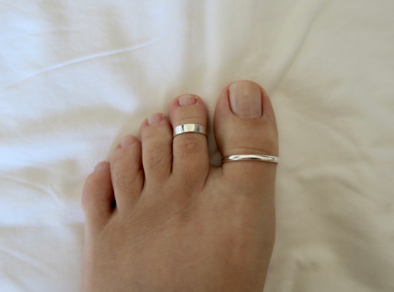 Toe Rings Set, Big Toe Ring with Wide Ring, Silver 925 image 5