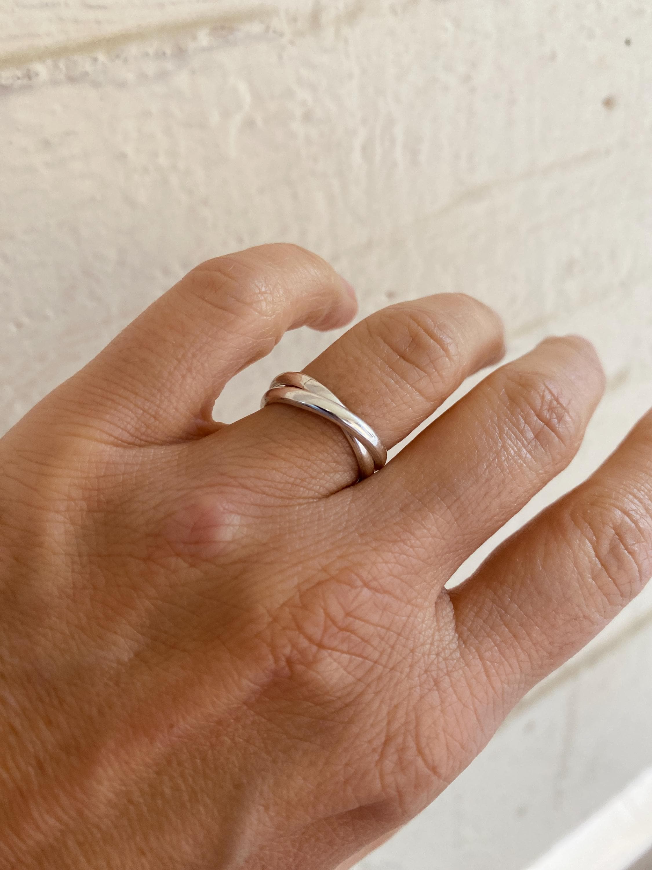 Double Interlocked Ring, Sterling Silver 925 - Etsy