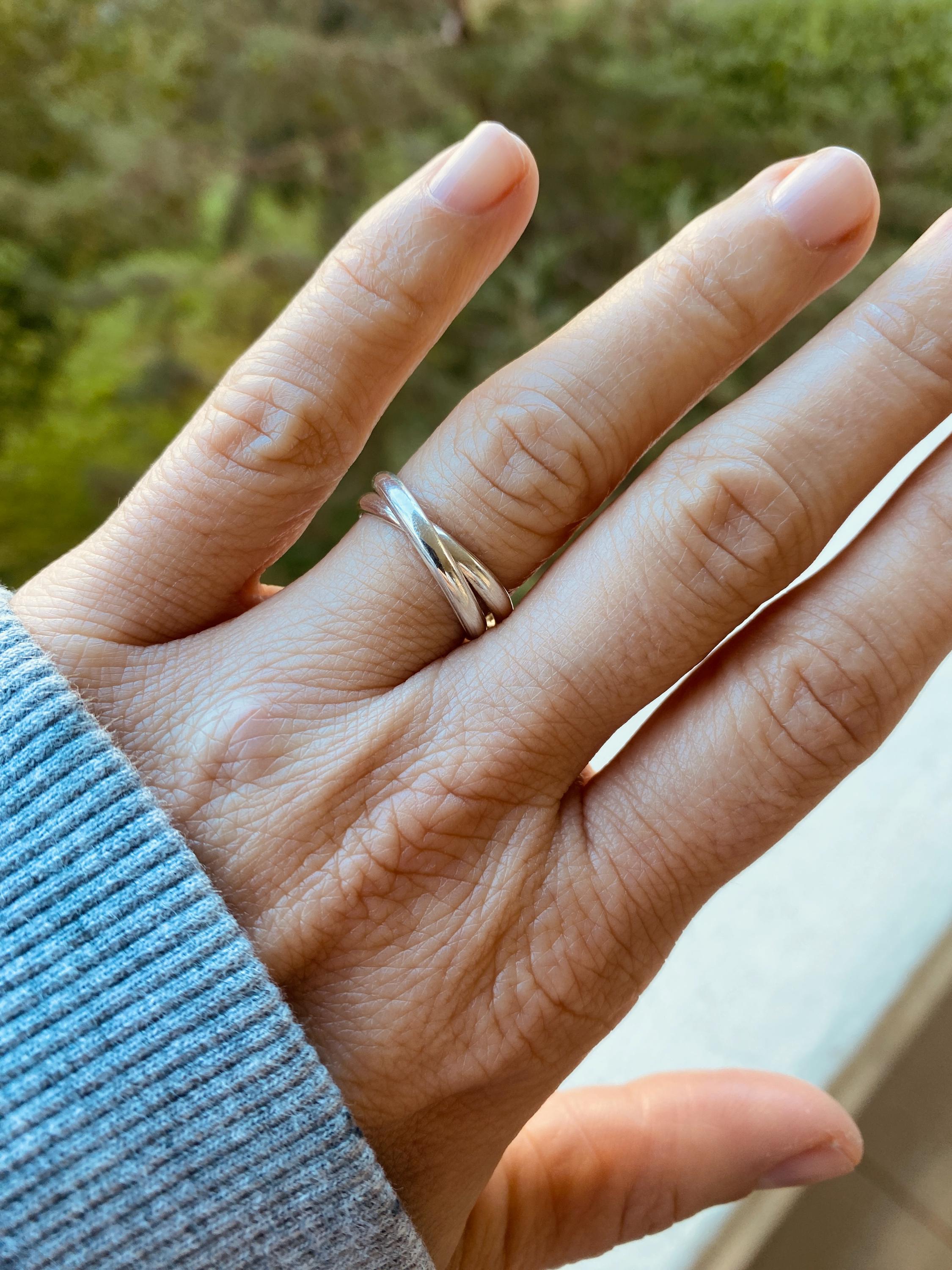 Double Interlocked Ring, Sterling Silver 925 - Etsy