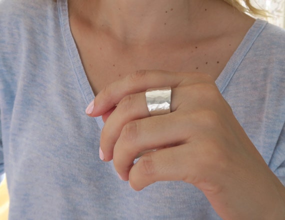 Permitirse Clavijas Frustrante Anillo ancho Anillos de plata para mujer Open - Etsy España