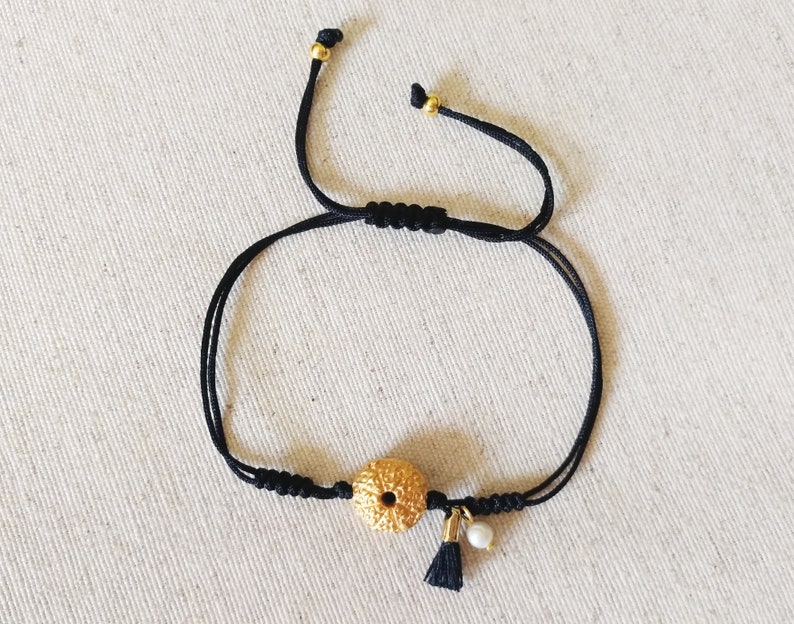 Evil eye bracelet Sea urchin bracelet Greek bracelet Made in Greece Gold sea urchin Tiny sea urchin Dainty bracelet
