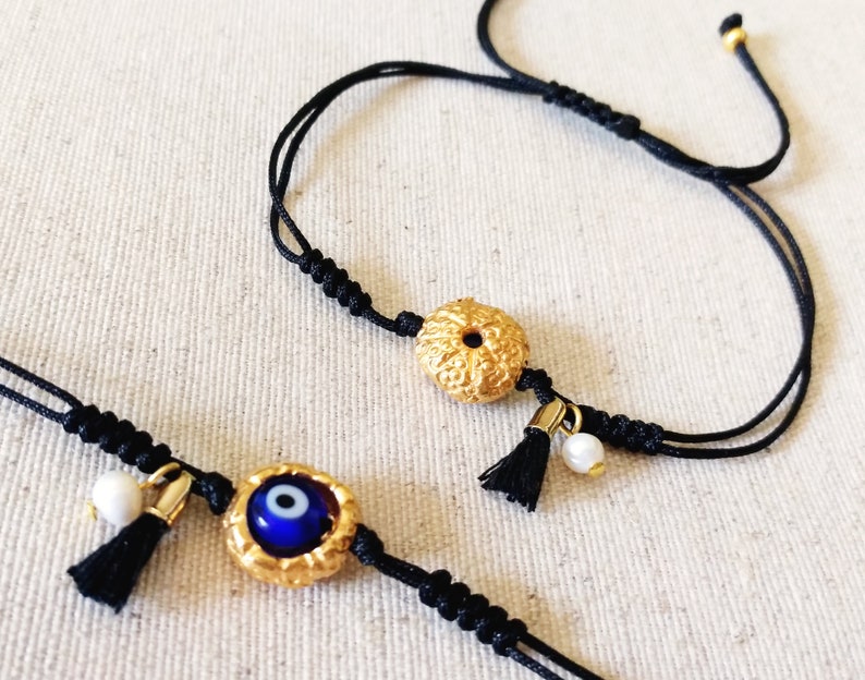 Evil eye bracelet Sea urchin bracelet Greek bracelet Made in Greece Gold sea urchin Tiny sea urchin Dainty bracelet