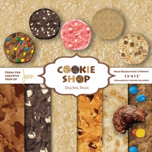 Cookie Shop Clipart y Digital Paper Pack / Realistic Cookie Clipart y Digital Papers / Commercial Use