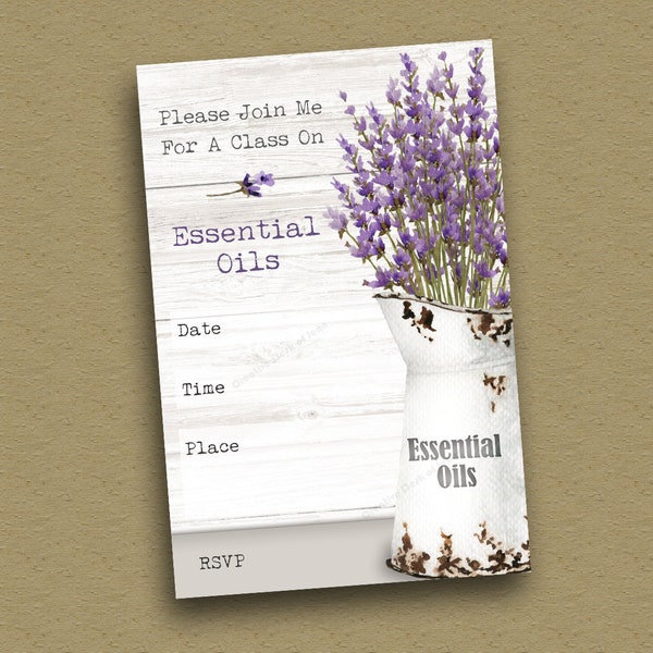 Now Editable! Instant Download Shabby Chic Lavender Essential Oil Class Invitation II | Essential Oil Marketing Materials