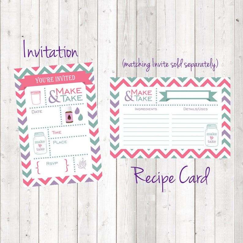 Pink Chevron Make and Take Party Invitation
