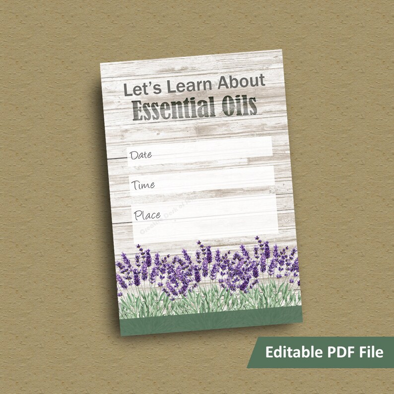 NEW Editable/printable 4x6 Invitation Lavender Essential Oil Class ...