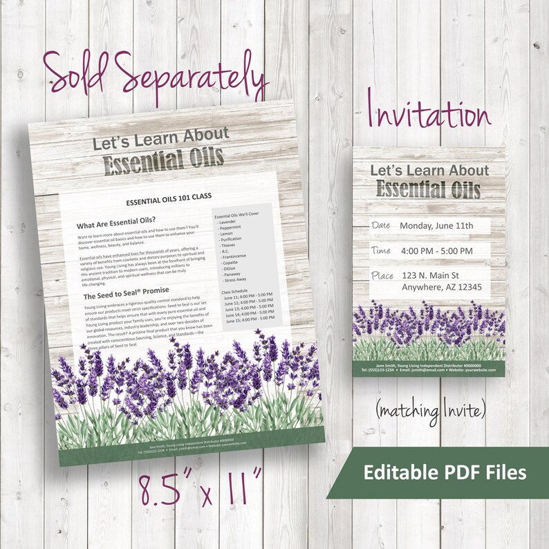 NEW Editable/printable 4x6 Invitation Lavender Essential Oil Class ...