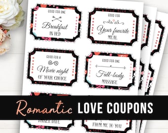 Love Coupons for Him, Romantic Coupon Book for Him, Romantic Gifts for Her, Love Vouchers, Girlfriend Valentines Gift for Boyfriend