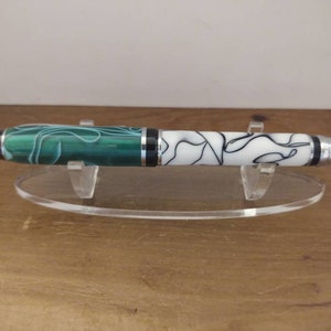 Green and white acrylic ballpoint pen