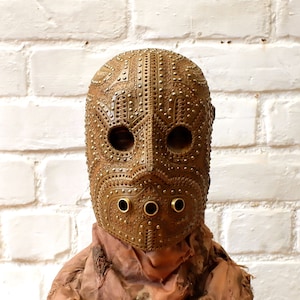 Máscara de couro feita à mão, Steam Cultist, Máscara Steampunk, &quot;Merek&quot;