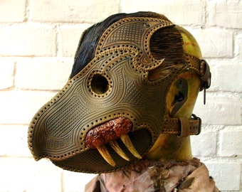 Handmade Leather Mask, Teeth Mask, Packmaster "Gunnolf"