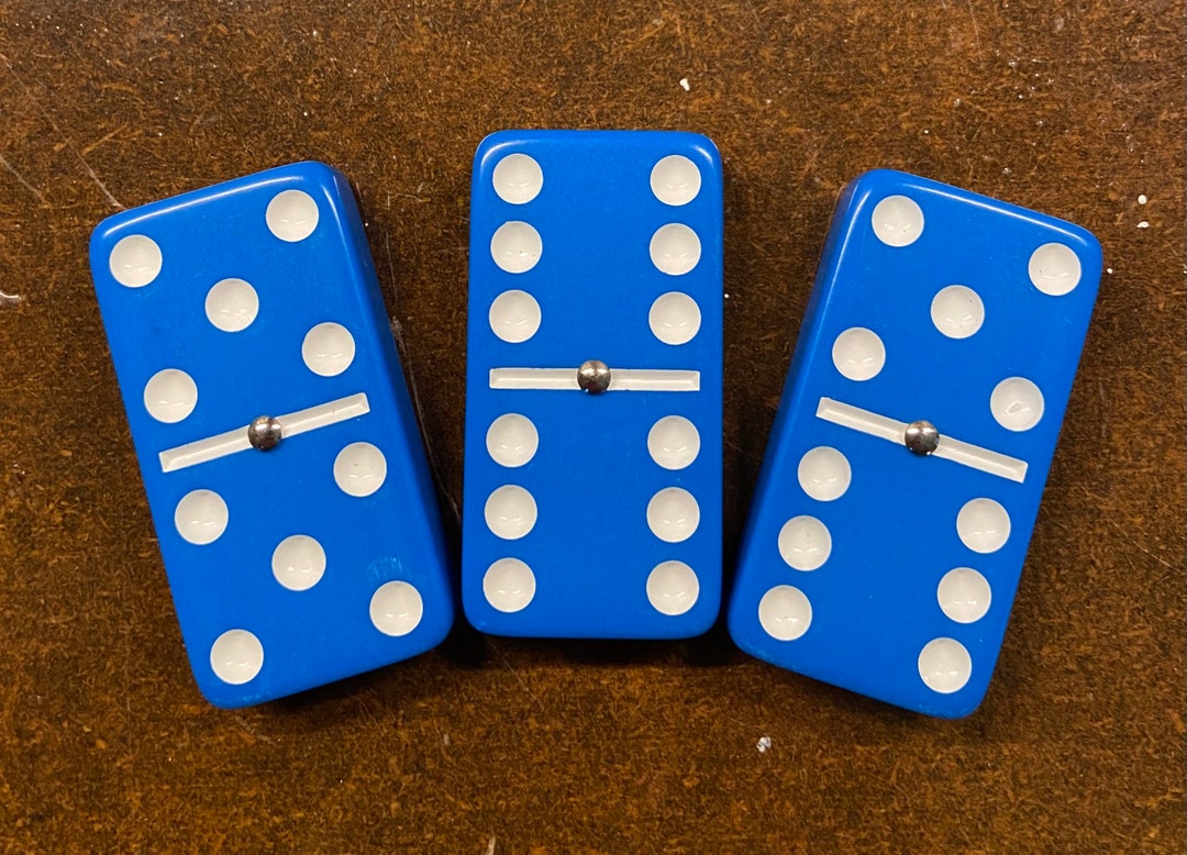 Cornflower Blue Double 6 Spinner Dominoes Spinner Domino Set Etsy