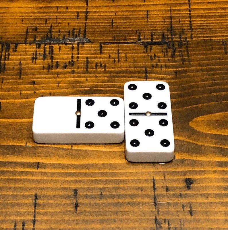 Double 6 Dominoes Spinner black dots Travel Domino Set Etsy