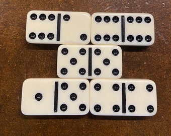 Double 6 Dominoes Ivory Color Black Dots Antique look Domino Set