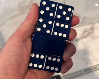 Double 6 Blue Dominoes White Dots Domino Set