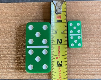 Mini Double 6 Green Domino White Dots Set Travel Dominoes