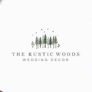 Hand drawn trees logo - Completely hand drawn, artistic design, no A.I. - hand drawn by human artist logo for business and branding