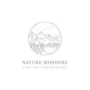 Premade circle nature logo design - Minimalist landscape line art design - Mountains - Forest - Woodland - Small business branding