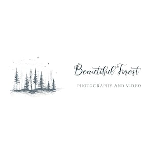 Photography logo design - Forest logo, hand drawn artistic logo for photographers / Photographer logo / Premade logo design / Rustic logo