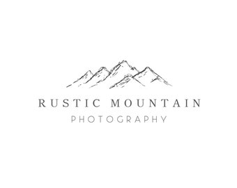 Hand drawn mountain logo design in a minimalist drawing style - Elegant mountain themed business branding