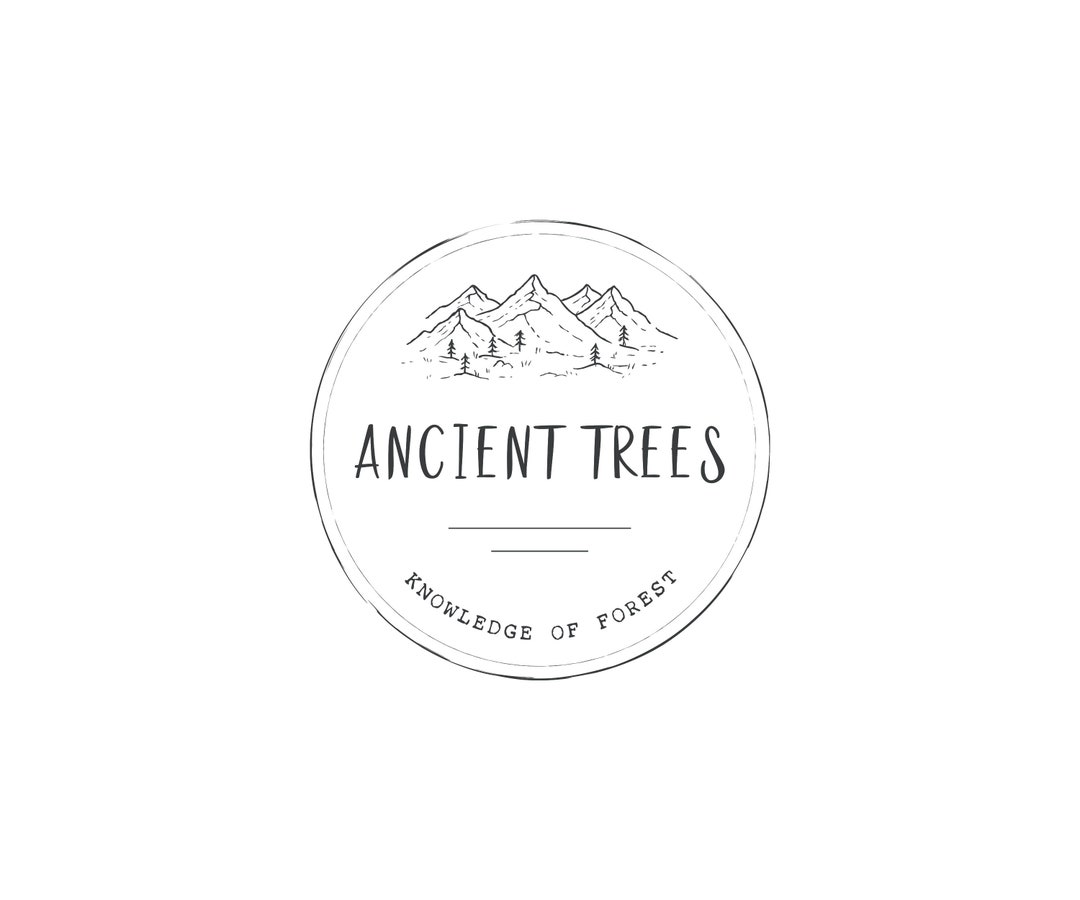 Nature Circle Logo Design Hand Drawn Logo Design Trees and Mountains