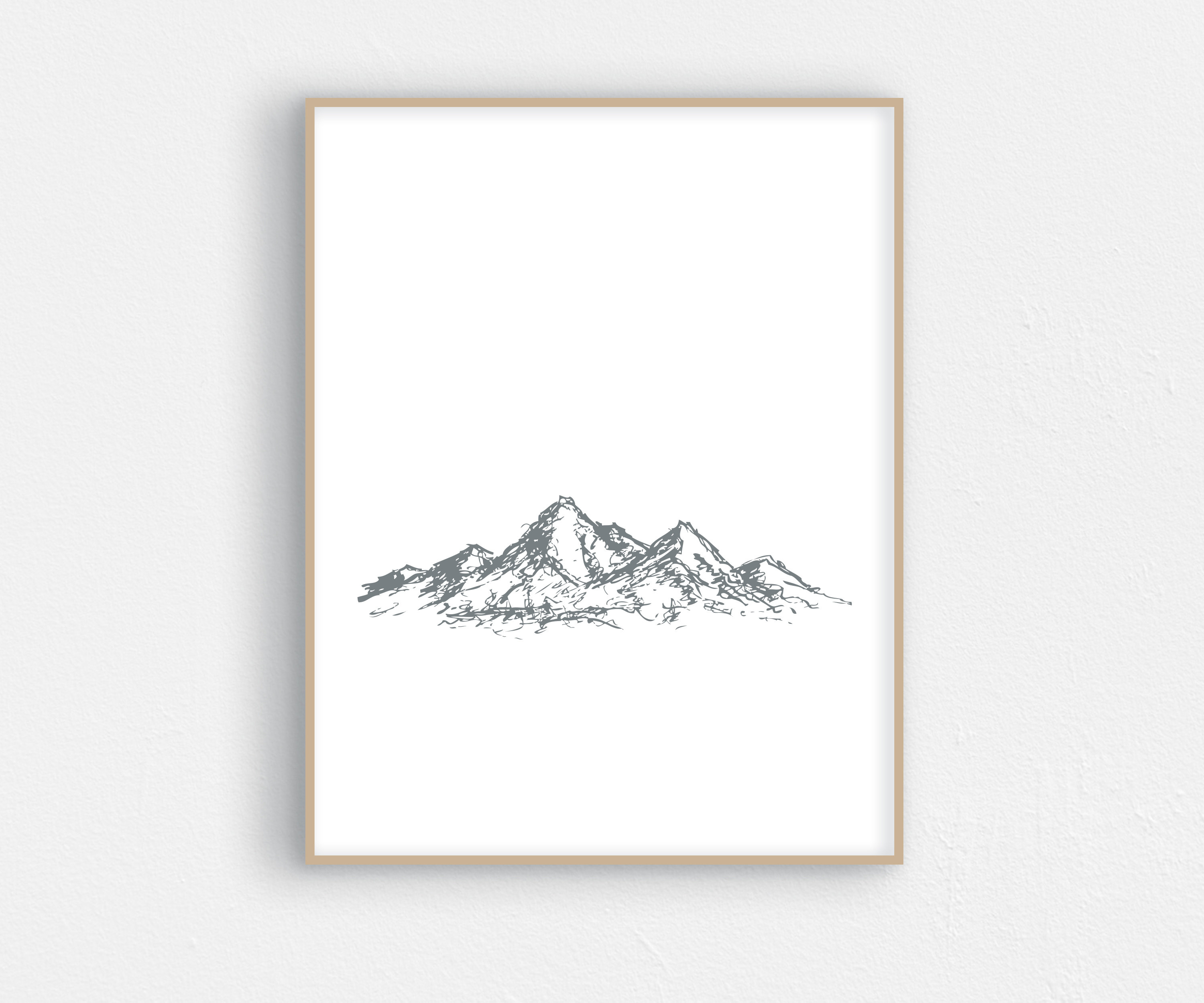 Printable Mountain Drawing Art Printable Mountain Art Hand Drawn Mountain Art Mountain Drawing ...