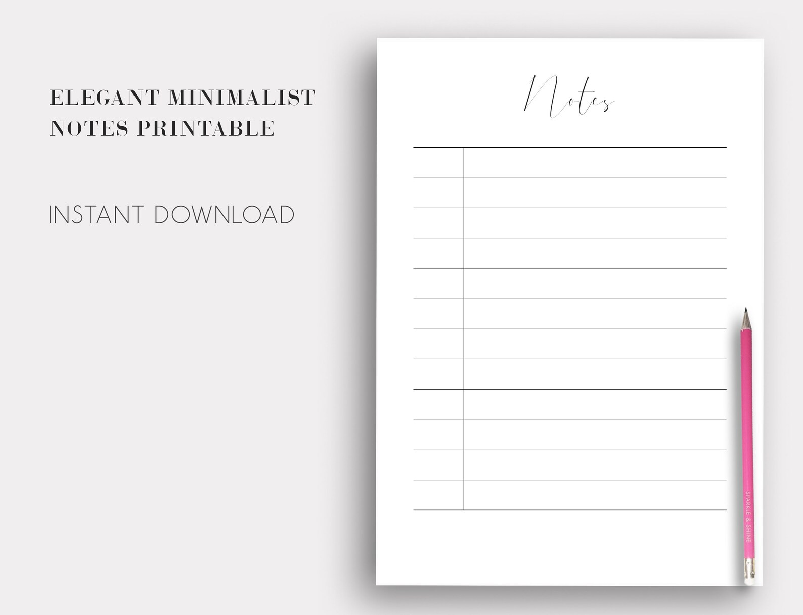Printable Planner Page - Elegant Notes - Printable Notes Page - Elegant ...