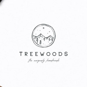 Premade hand drawn logo design - Premade nature logo - Trees logo - Wax seal logo - Forest logo - Vintage logo - Premade logo - Rustic logo