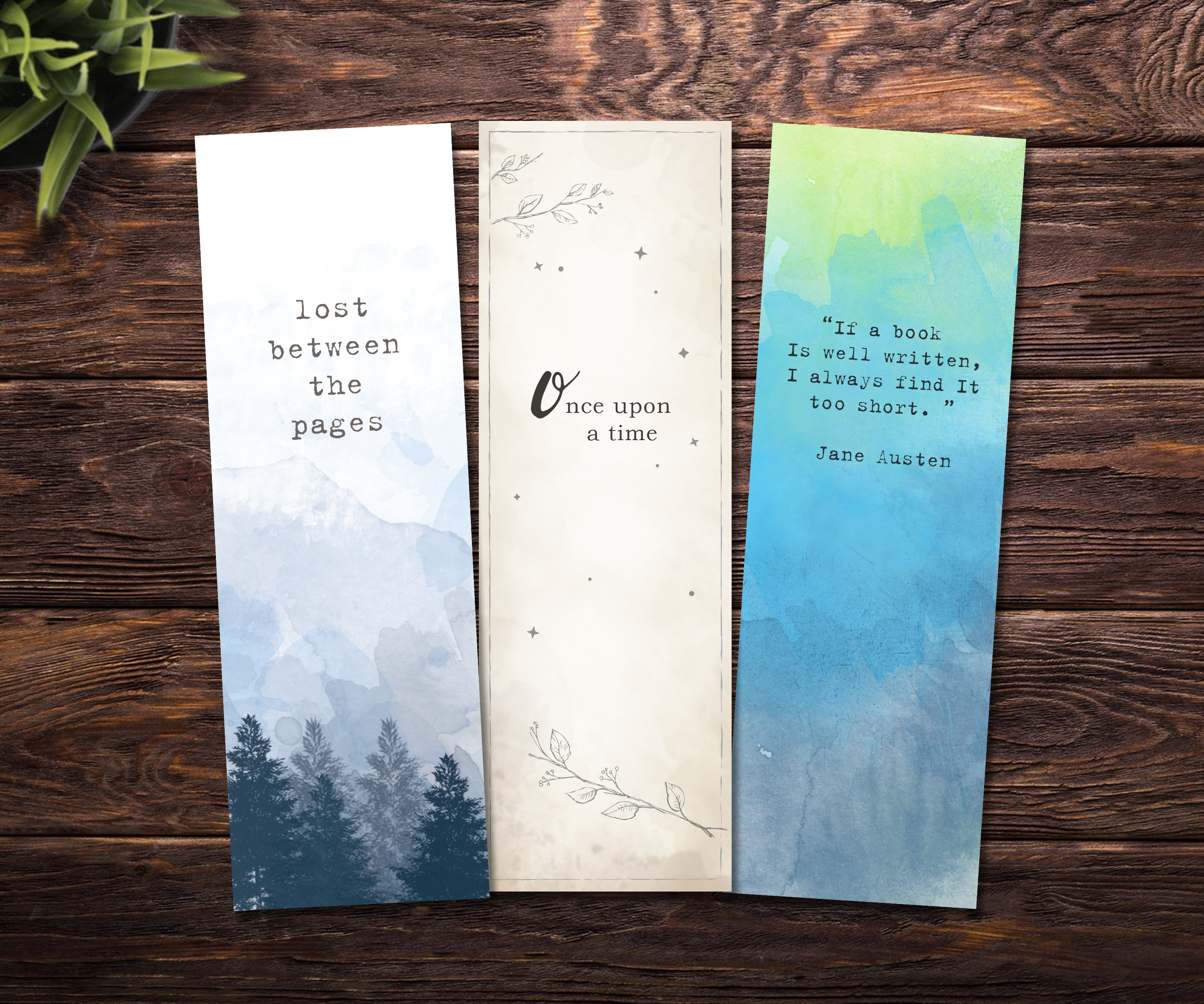 Printable bookmarks / Watercolor bookmarks set of three Etsy