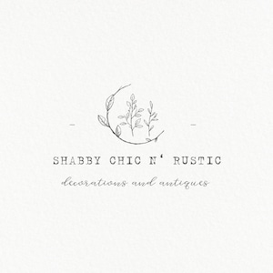 Shabby Chic logo / Logo design / Rustic logo / Business logo / Logo design/ HAND DRAWN logo / Premade logo - floral logo