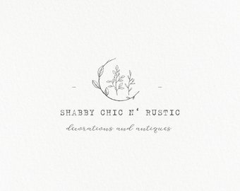 Shabby Chic logo / Logo design / Rustic logo / Business logo / Logo design/ HAND DRAWN logo / Premade logo - floral logo