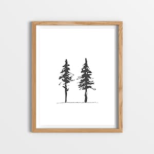 Hand Drawn Trees Printable Art - Printable Trees Art - Minimalist Trees ...