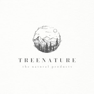 Hand drawn nature logo design - Hand drawn forest design - Natural and rustic design - Branding for businesses or as a wedding logo