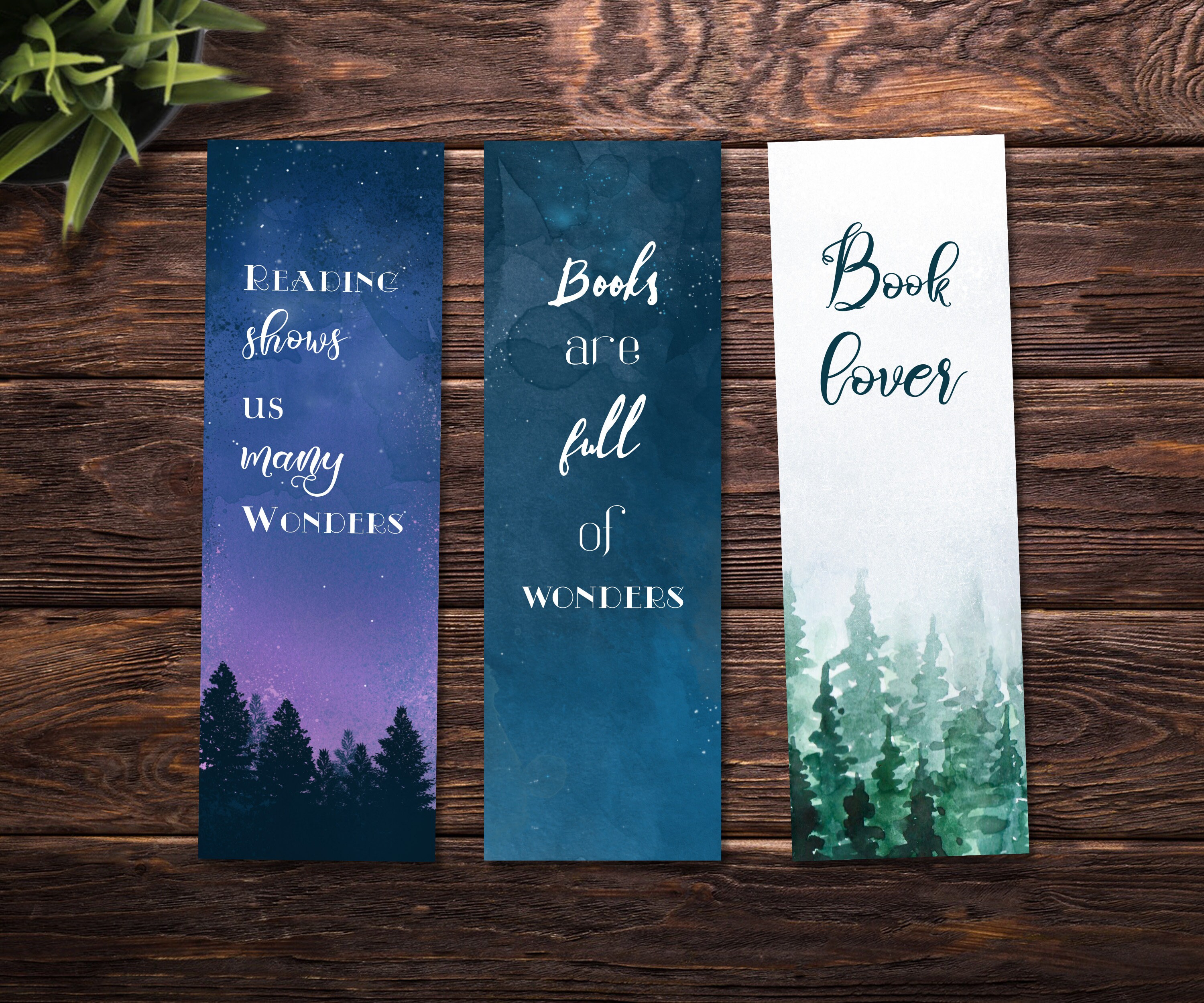 Printable bookmarks Set of three printable watercolor Etsy