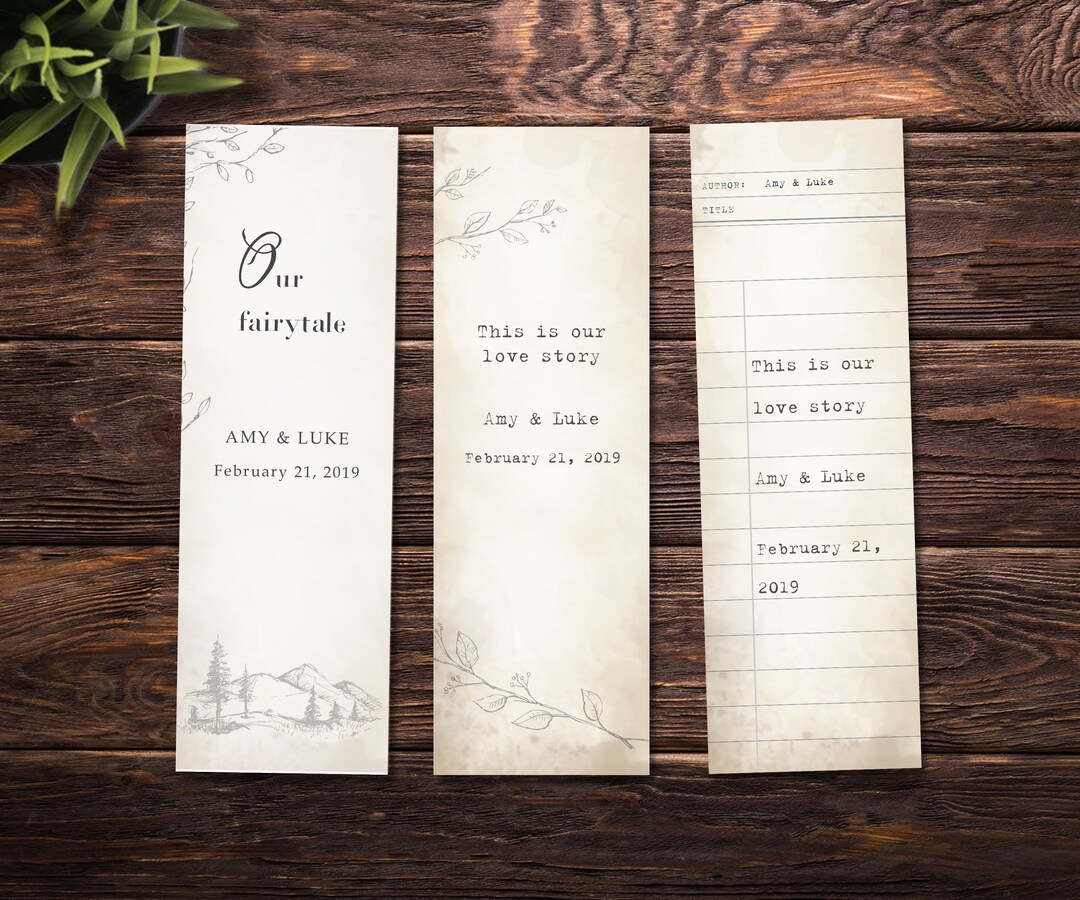 Custom Designed Wedding Favors Bookmarks - Printable Bookmarks, Printable Custom Wedding Favors ...