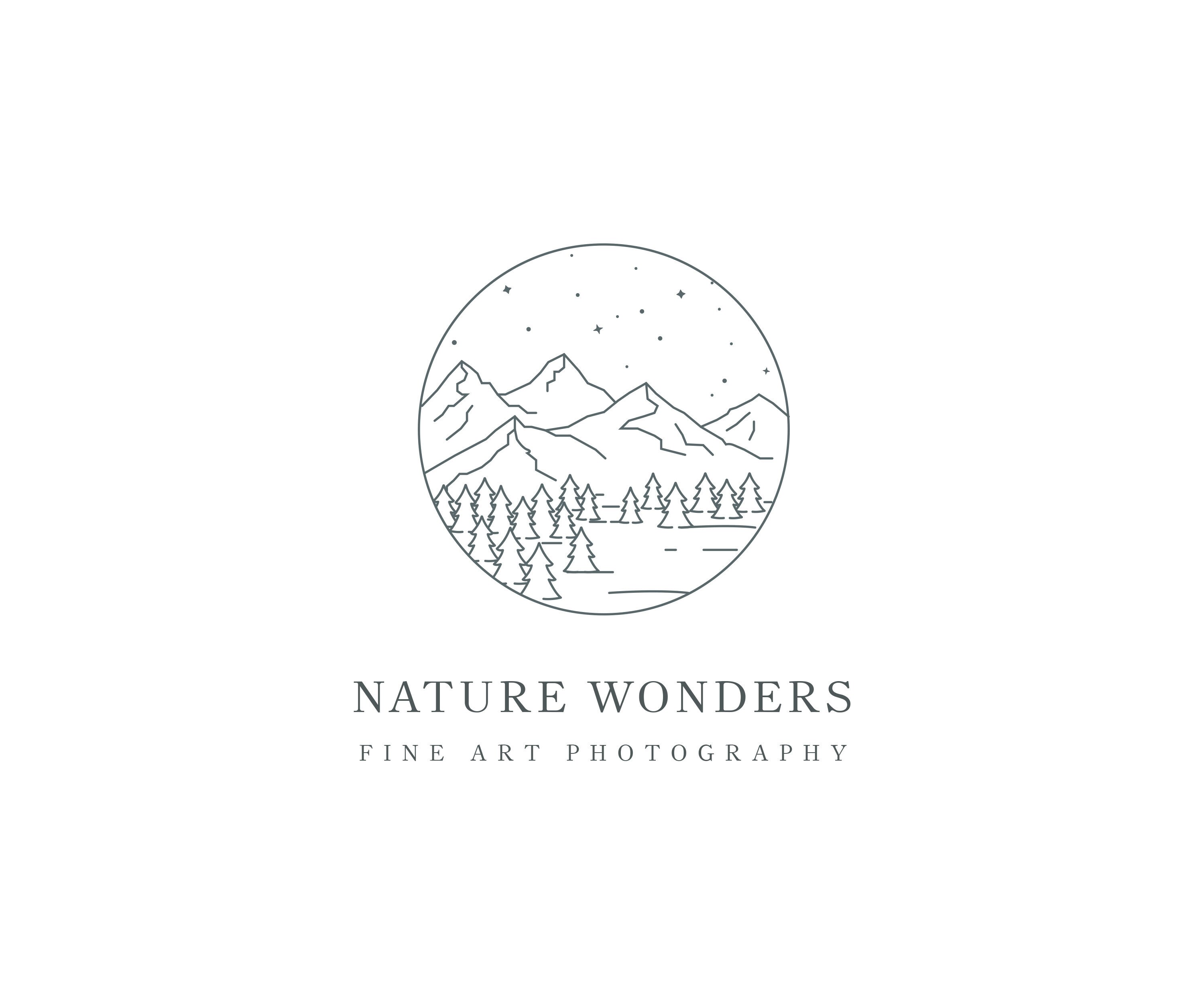 Premade Circle Nature Logo Design Minimalist Landscape Line Art Design