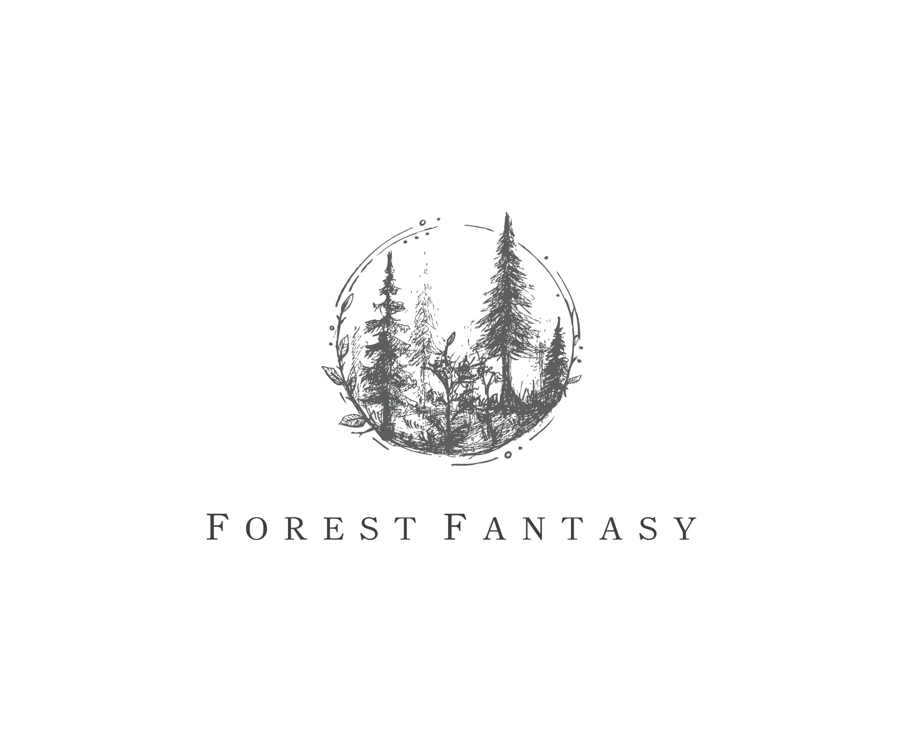 Hand Drawn Forest Logo - Premade Design - Rustic Drawing for