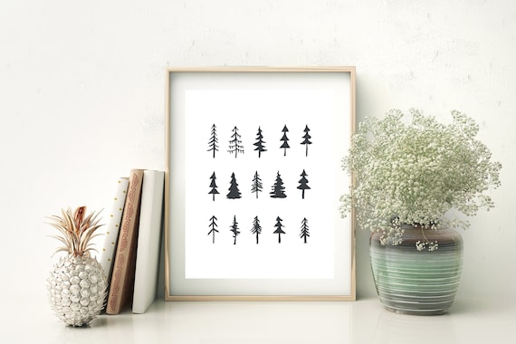 Printable wall art trees Printable trees art Scandinavian | Etsy
