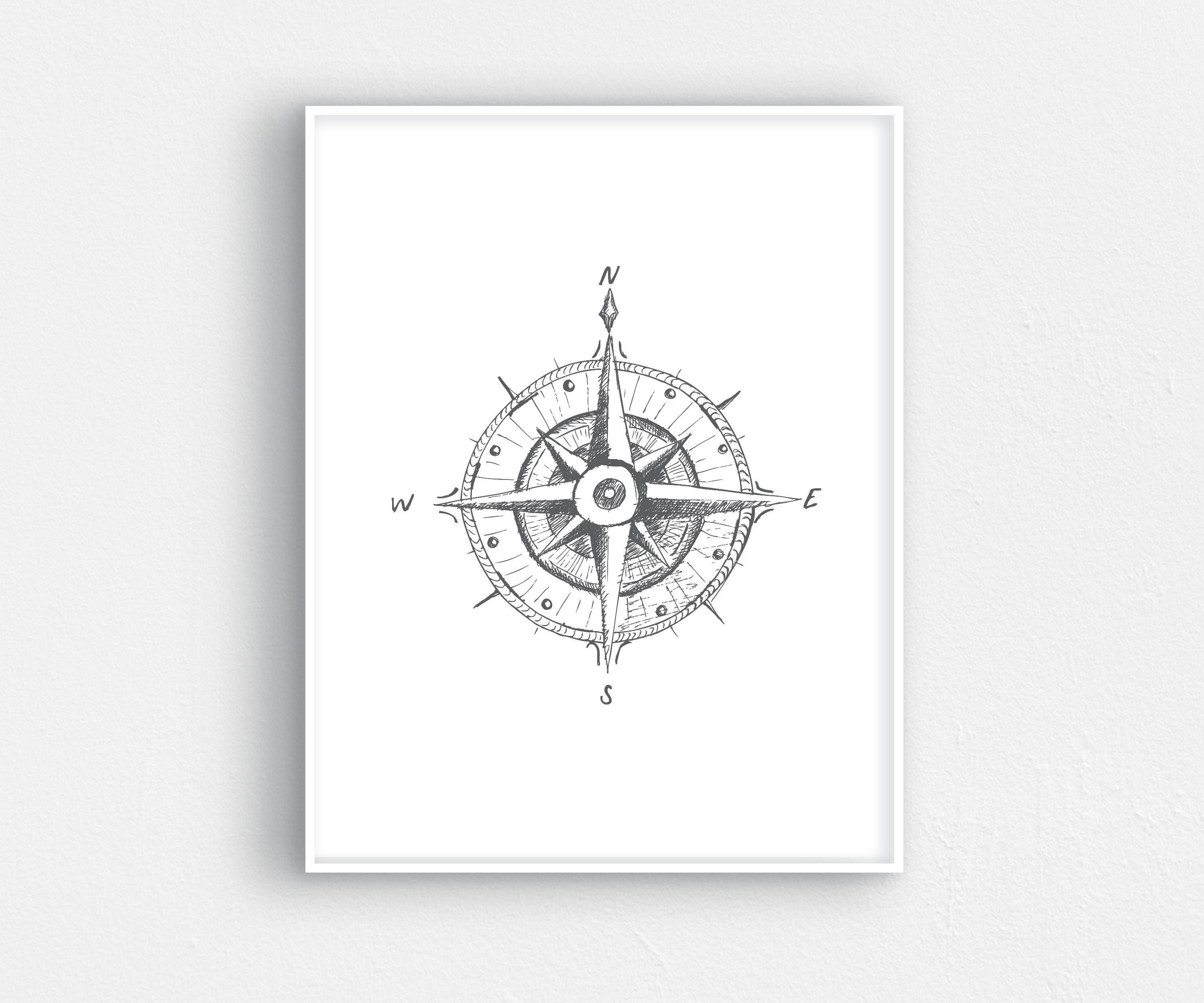 Printable Hand Drawn Compass Art Printable Compass Art Hand Drawn Compass  Nautical Art Coastal Art Nautical Decor - Etsy